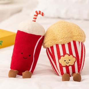 电影系列网红爆米花毛绒玩具可乐爆米花公仔卡板胶片玩偶摆件礼物