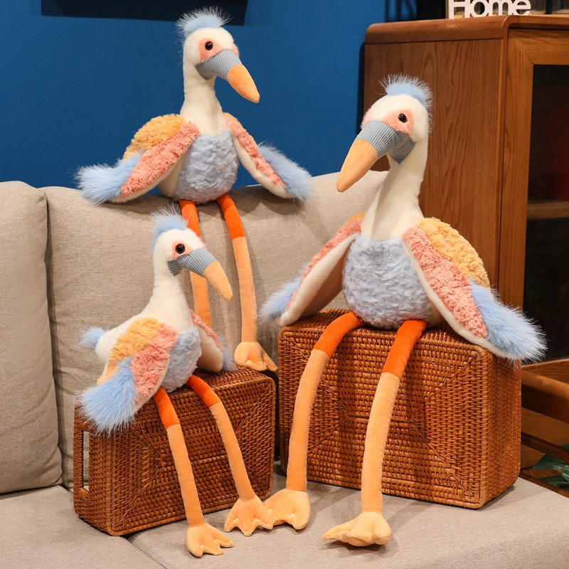 仿真仙鹤毛绒玩具公仔火烈鸟禽类布艺公仔娃娃长腿鸟装饰定制礼物