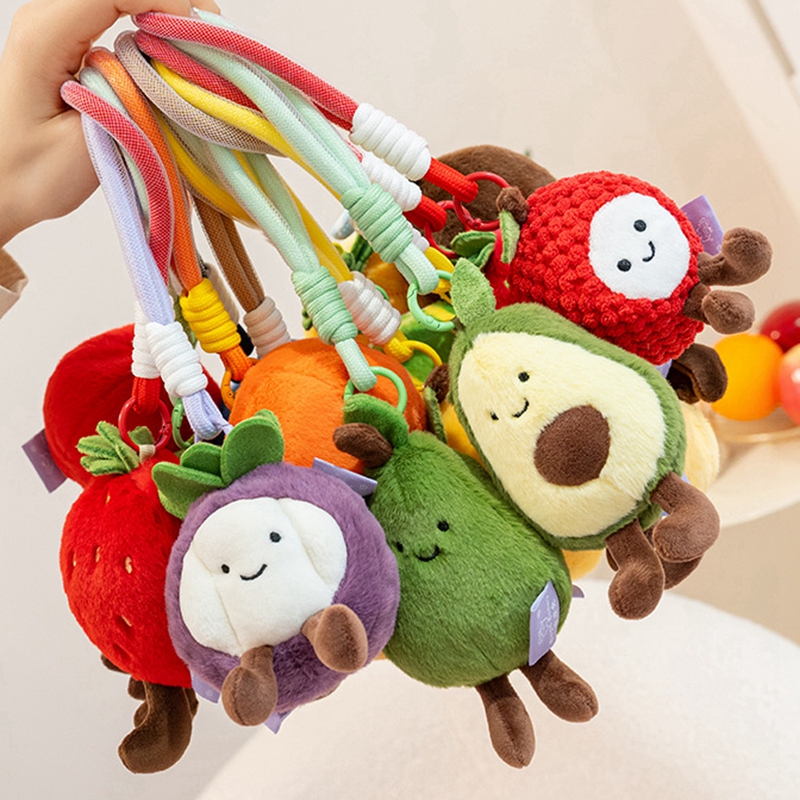 椰子蓝莓榴莲公仔毛绒钥匙扣挂件