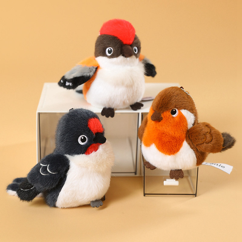 拉比泰小鸟毛绒玩具家燕知更鸟山雀公仔小号挂件玩偶创意挂饰礼物