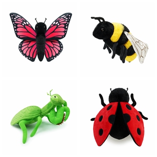 仿真昆虫馆公仔蜜蜂螳螂蜘蛛蚂蚁蝴蝶毛绒玩具摆件瓢虫玩偶礼物