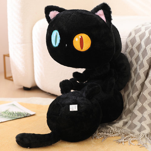异瞳毛毛虫黑猫咪毛绒玩具公仔