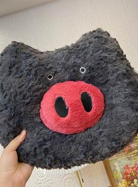 鼻子可拆黑猪毛绒玩具公仔抱枕