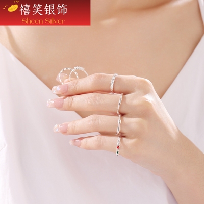 禧笑闭口纯银尾戒女小指999纯银小众素圈尾戒轻奢高级感细戒指