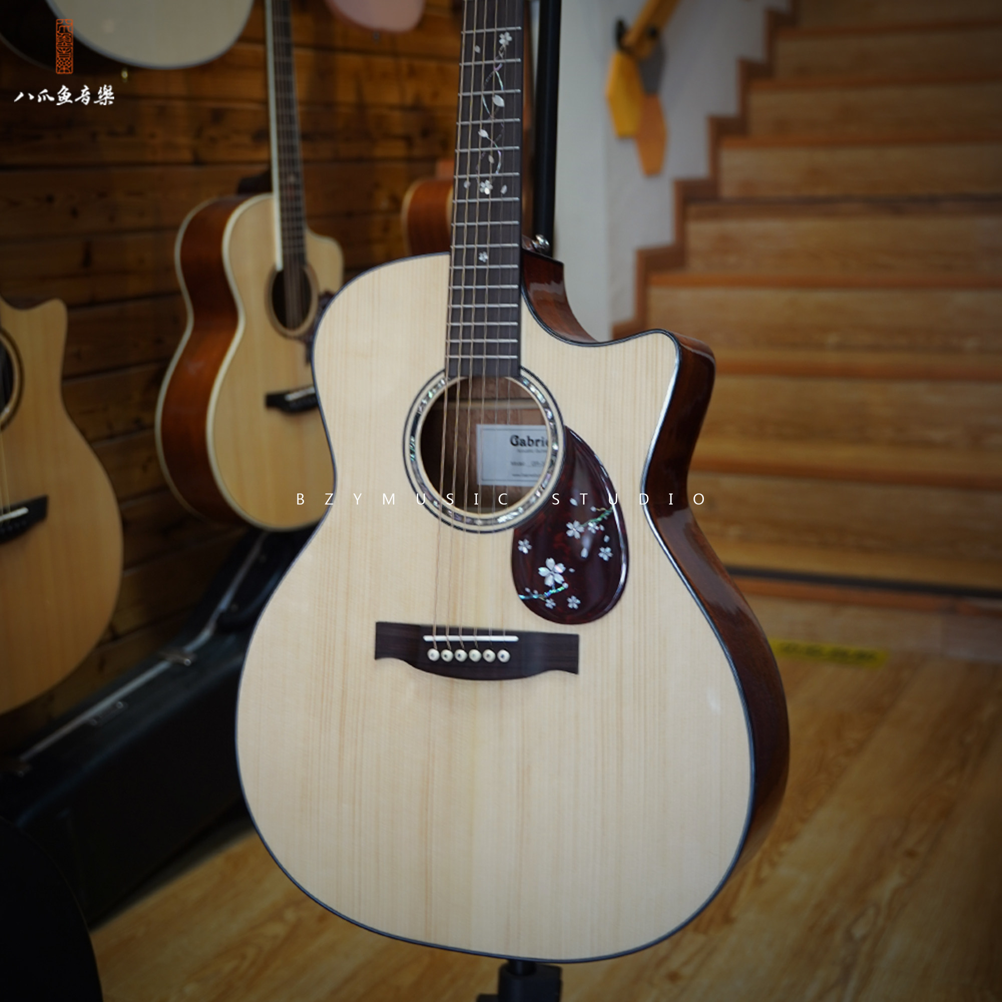 Gabriel加百列GR-52s缺角全单吉他民谣手工木吉他电箱加振震41寸