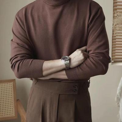 半高领包芯纱针织衫修身长袖卫衣