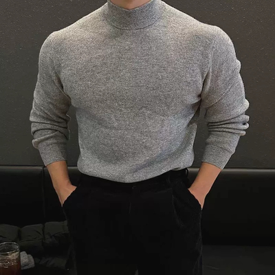 包芯纱针织衫半高领紧身弹力长袖