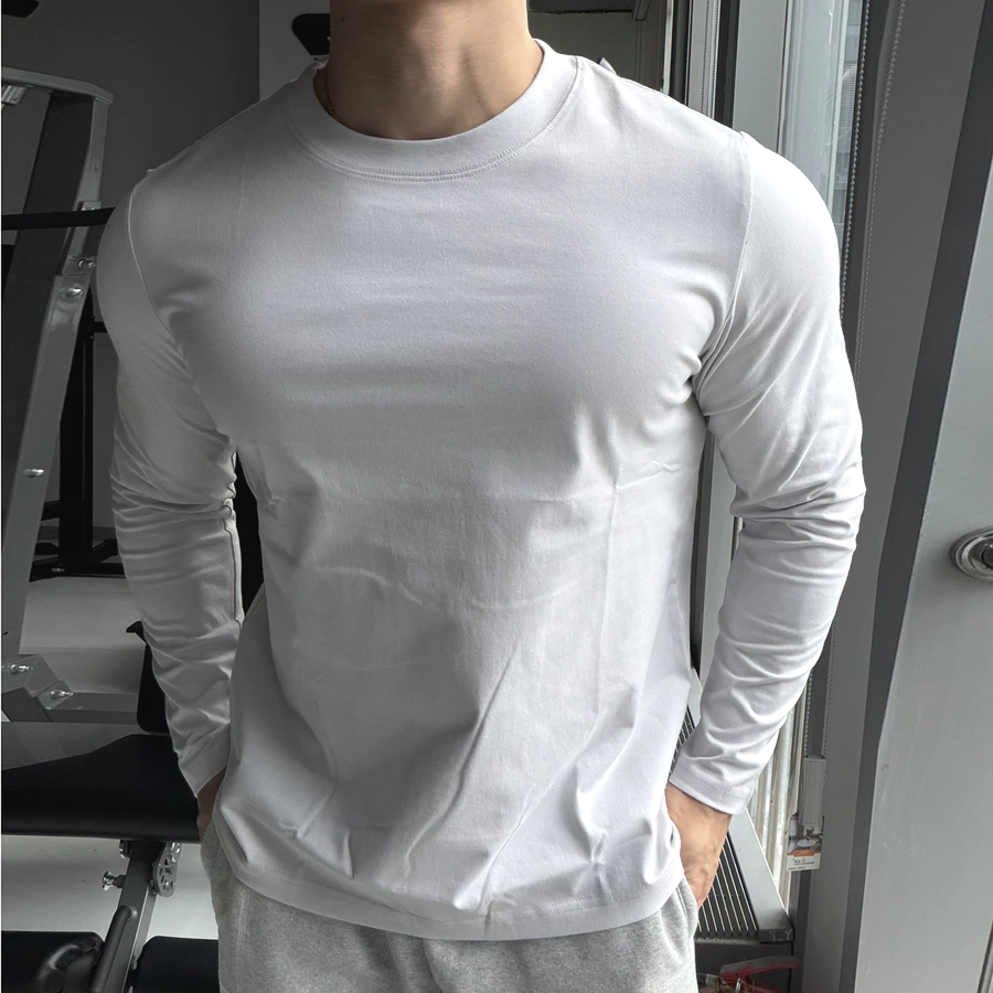 美式小领口t恤修身型长袖打底衫