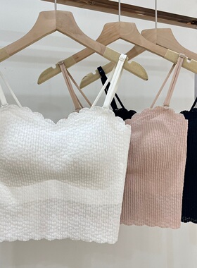 古妃46903花边领抹胸吊带女性感细肩带百褶蕾丝美背带胸垫聚拢内