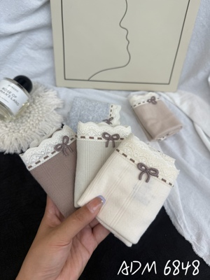 奥黛茉6848蕾丝边中腰女士内裤舒适透气抗菌裆少女包臀透气三角裤