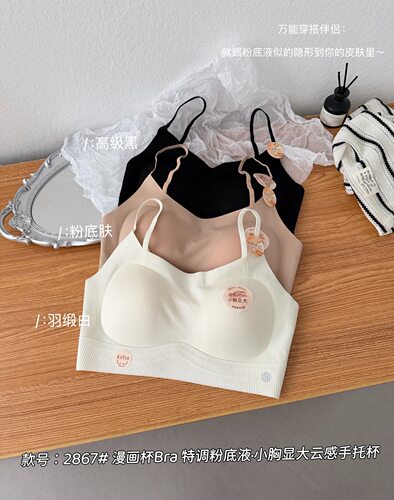 黛美芮2867小胸显大聚拢杯粉底液手托杯后背三根带背心美背内衣女
