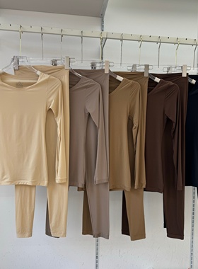 秋冬玻色因恒温美肤衣无痕圆领女保暖套装修身面膜秋衣秋裤21716