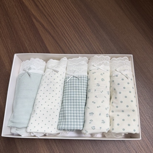 5条装米娅林无痕蕾丝中腰印花波点女春夏薄软纯棉裆不卡裆内裤