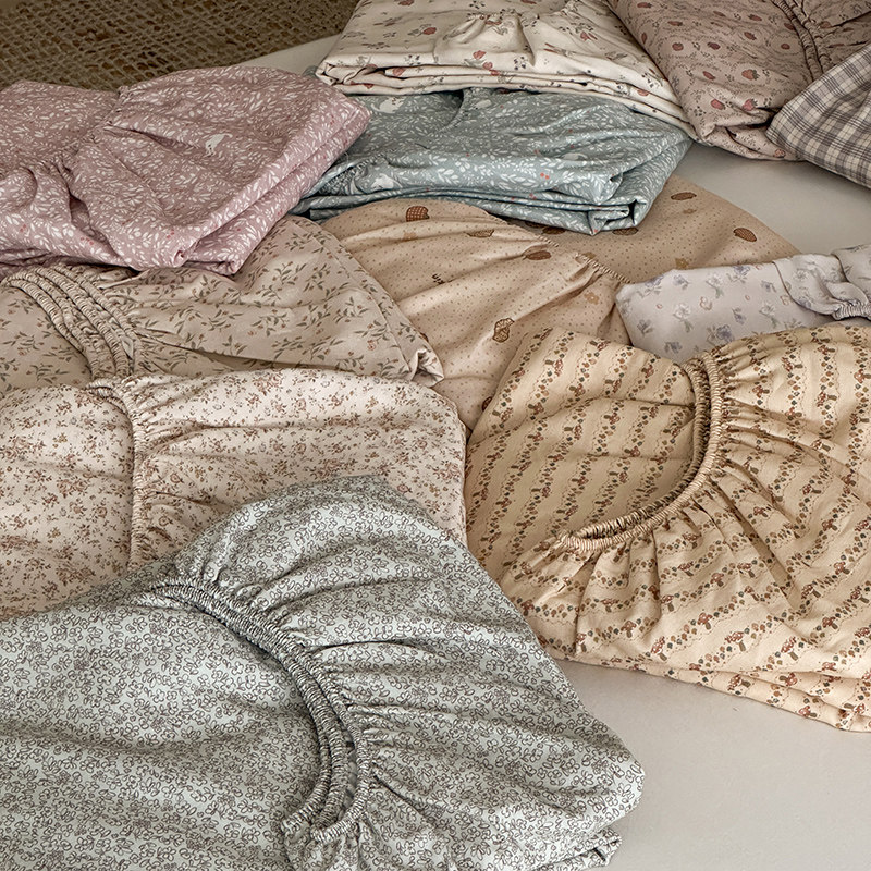 小碎花A类纱布 印花全棉双层纱床笠床垫保护套1.8m纯棉床单床罩套