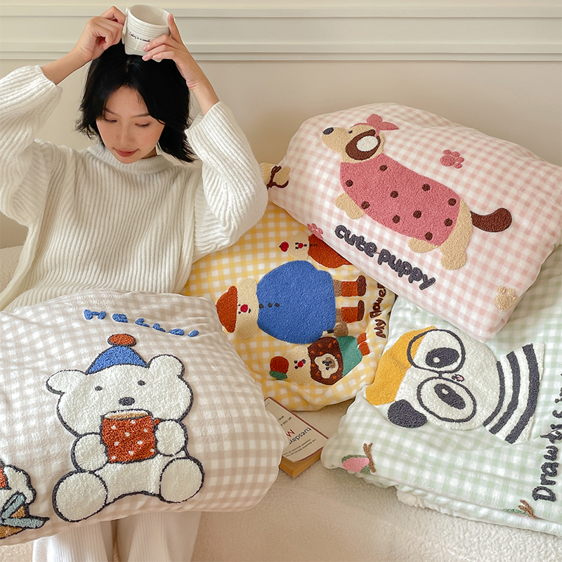 秋冬可爱卡通牛奶绒毛毯 保暖沙发盖毯珊瑚绒儿童绒毯子四季毯