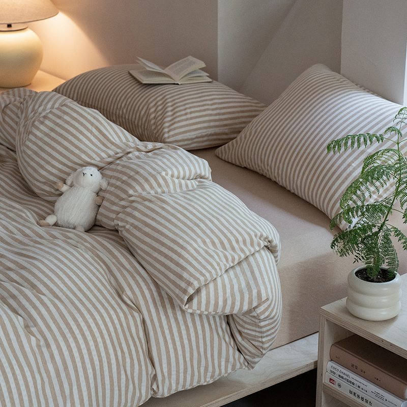 顺丰包邮裸睡A类全棉条纹四件套