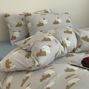 软软的A类全棉天竺棉被套三件套 纯棉针织亲肤裸睡双人被罩单人