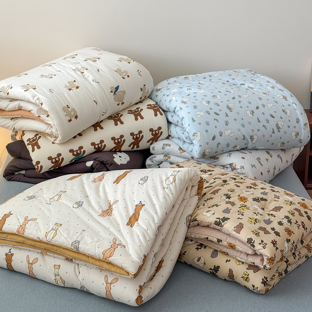 纯棉天竺棉春秋被 全棉A类可机洗双人1.8针织棉被芯加厚空调被