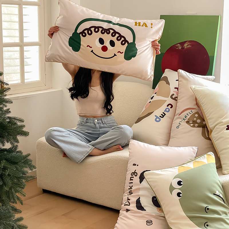 全棉贡缎长绒棉枕套48x74cm