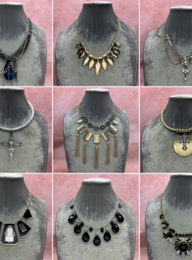 【6-15】欧美夸张朋克风十字架复古少女短款锁骨链宴会项链配饰