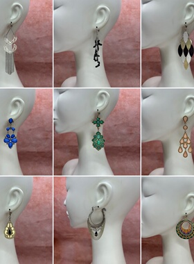 【1-4】欧美外贸小众品牌库存尾单流苏耳环复古保温宝石闪钻耳饰