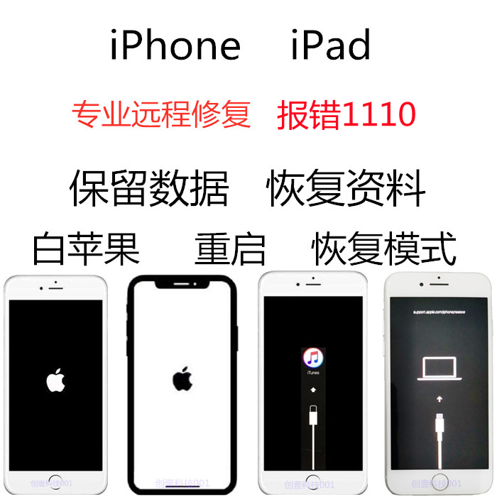 黑白苹果iPhone内存满重启iPad不开机 远程刷机救砖 恢复数据资料