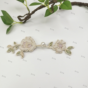 西子林旗袍盘扣【山石牡丹】宋锦真丝盘扣定制手工盘扣一对价