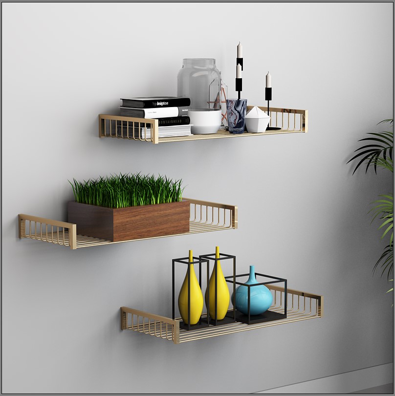 简约现代铁艺墙上置物架北欧创意客厅房间装饰书架铁艺壁挂隔板架