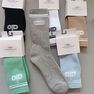 阿洛运动堆堆袜毛巾底alo运动高筒袜瑜伽普拉提男女健身跑步袜子