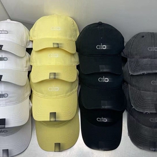 ALO夏季休闲透气防晒鸭舌帽时男女情侣阿罗字母帽子棒球帽遮阳帽