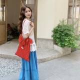 白色提花上衣搭配高腰半身裙两件套女夏季2025新款韩版温柔风套装，女装套装/套裙，2C176