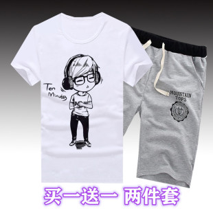 T恤9.9元 包邮 衣服便宜休闲套装 男士 10元 短袖 清仓天天十元 夏季 特价