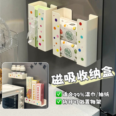 冰箱磁吸纸巾盒置物架厨房用纸抽纸盒分体壁挂式洗脸巾湿巾收纳盒