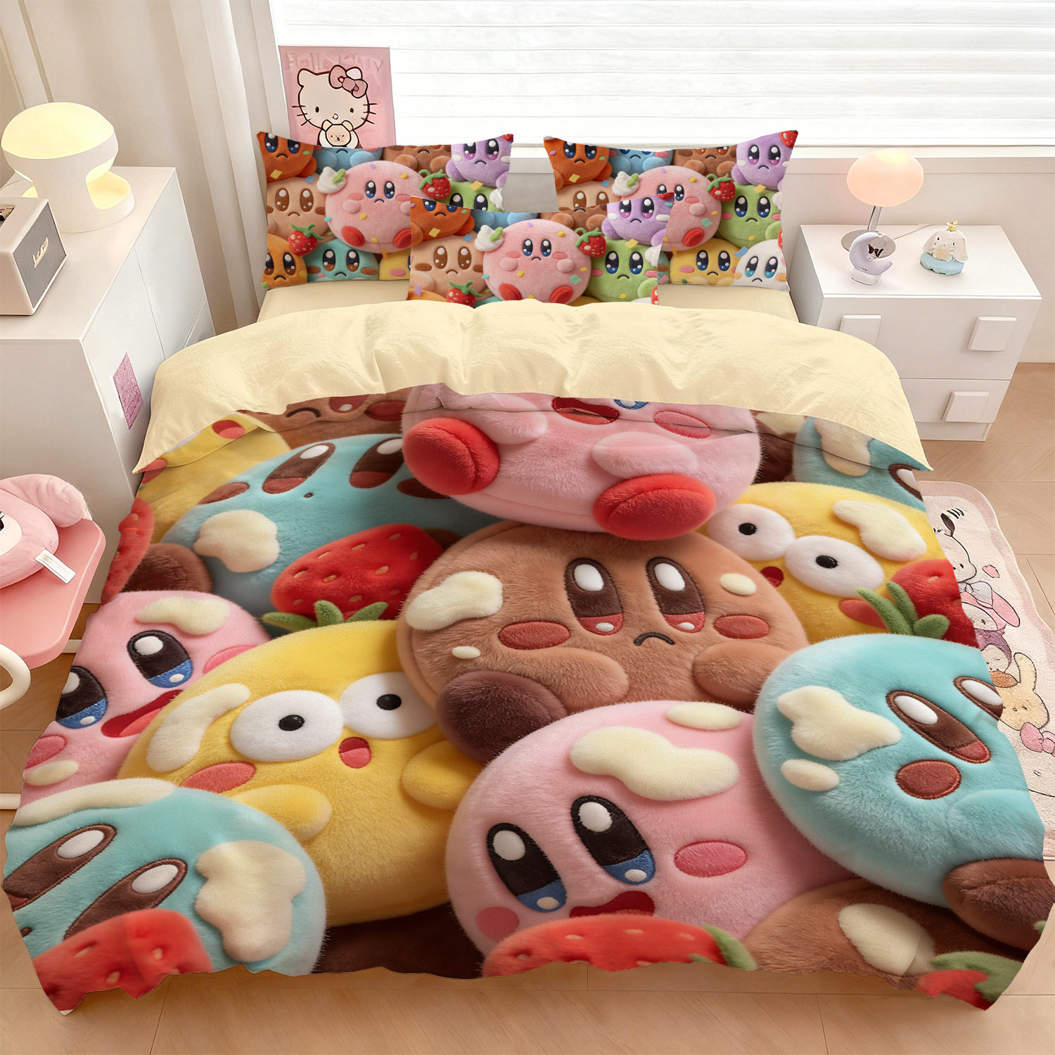 星之卡比床品四件套学生宿舍床单被套卡通可爱三件套床笠儿童房2m,床上用品,床品套件/四件套/多件套,淘宝优惠券,粉丝福利购,淘宝优惠卷