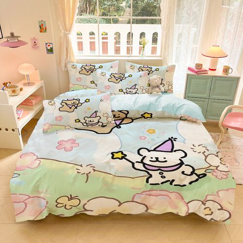 可爱线条床品小狗3四件套