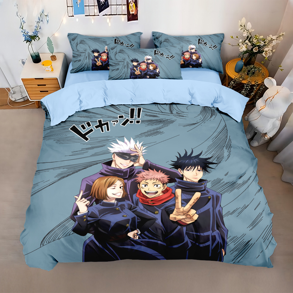 儿童卡通咒术回战新番周边床上用品三四件套学生宿舍磨毛床单被套