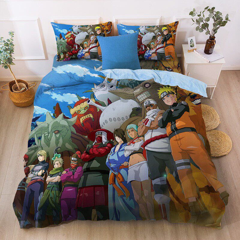 儿童卡通火影忍者鸣人冬保暖床品3四件套加厚珊瑚绒被套学生宿舍2