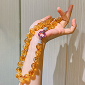 12mm天然黄水晶项链锁骨链新款 新中式 国风一夜暴富橘子黄女款 饰品