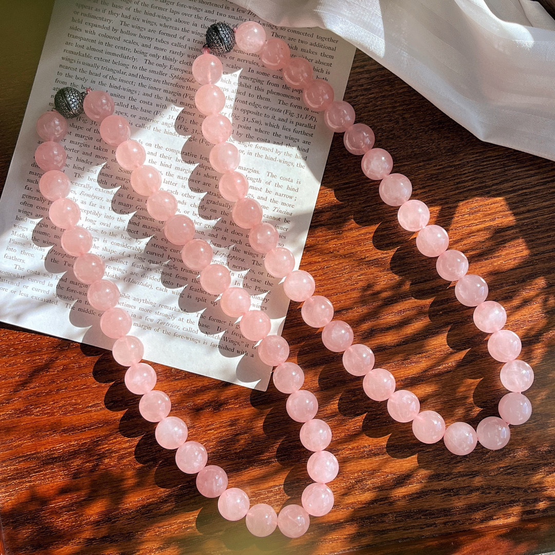 西柚粉 无加色大颗粒12mm天然高品质马达加斯加粉晶项链女