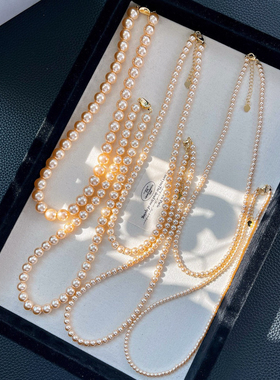 极光香槟金珍珠项链女高级感轻奢小众精致送妈妈女友礼物锁骨颈链