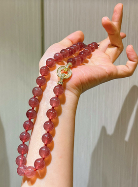 精品系列7A级天然鸽血红草莓晶项链高品质水晶项链锁骨链复古显白