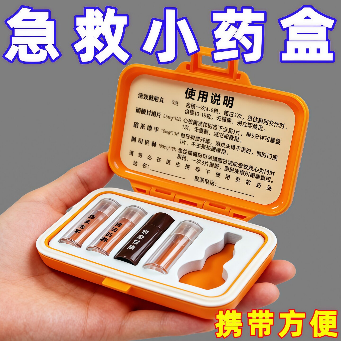 速效救心丸急救药盒随身便携式药品分装盒应急迷你药瓶防潮密封罐