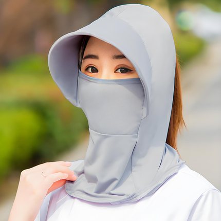 全脸遮阳帽子女夏季防晒帽防紫外线户外骑行护颈面纱罩一体太阳帽