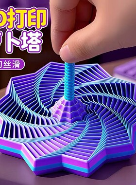 3D打印视错觉折叠儿童玩具多边形萝卜塔解压螺旋立体设计玩具