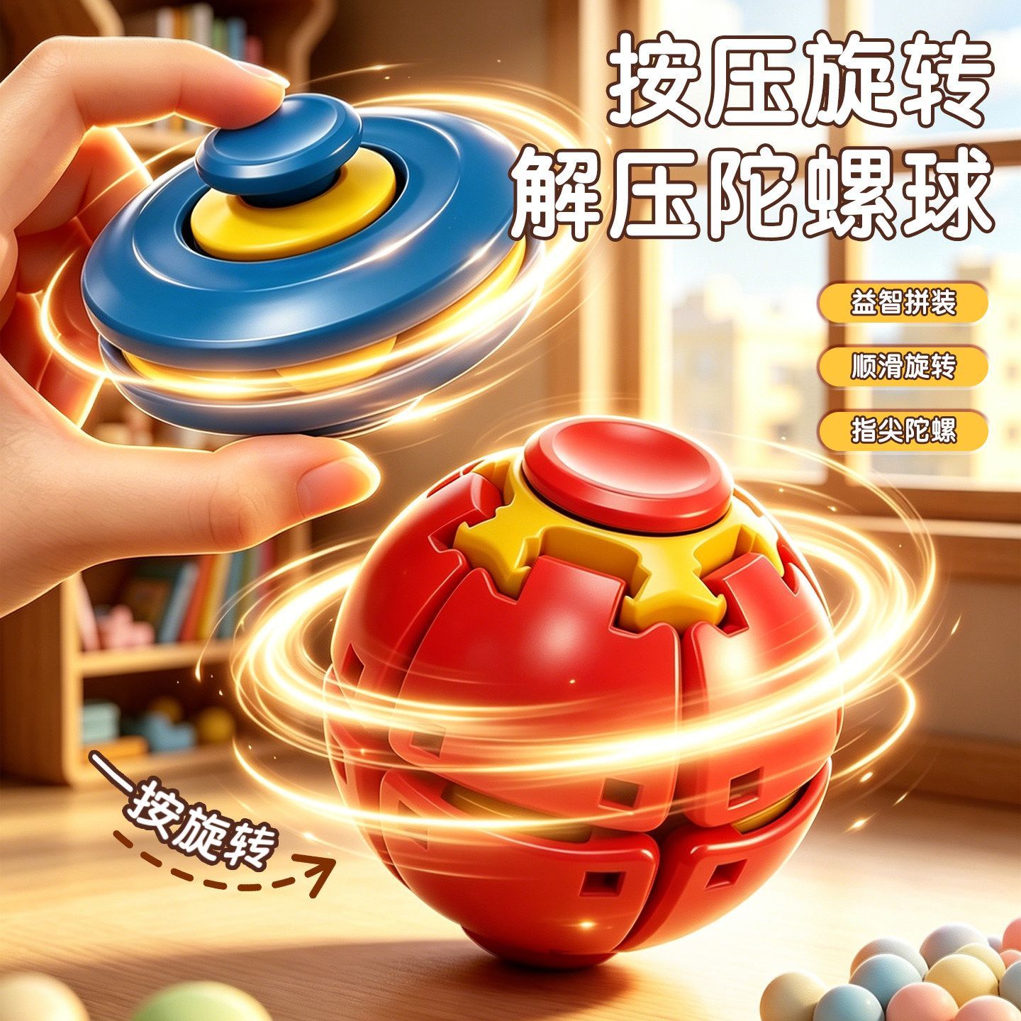 3D打印按压旋转指尖陀螺