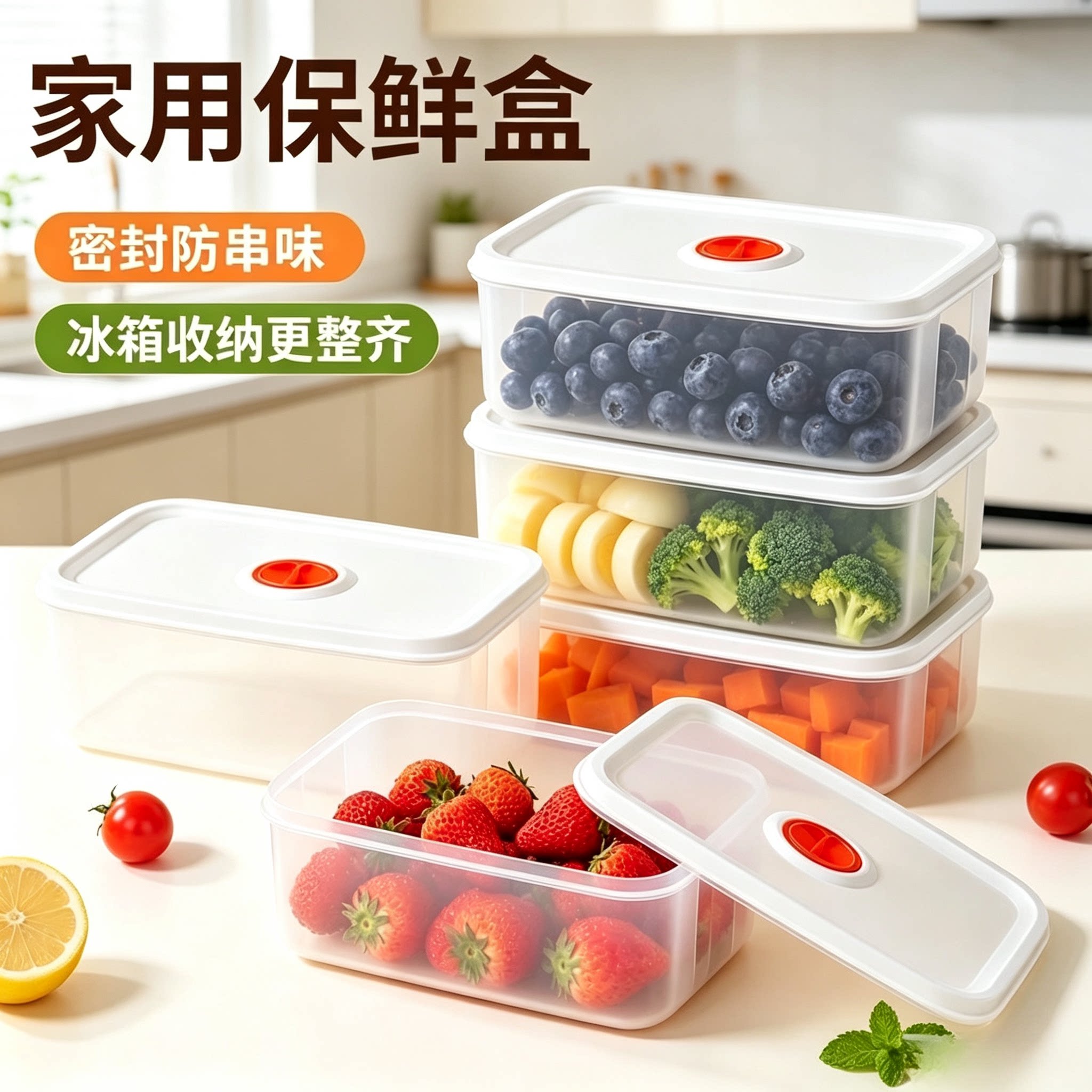 计时款冰箱冷冻收纳盒食品分装盒