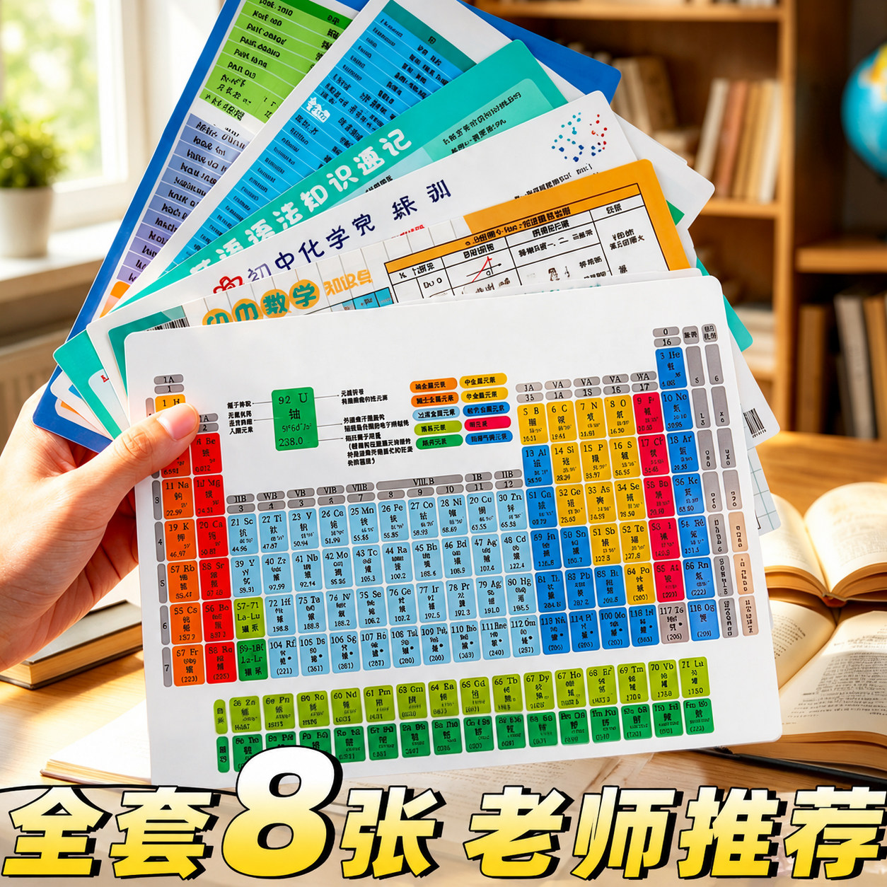 2026全套初中化学元素周期表卡片物理化学公式常考知识点展板
