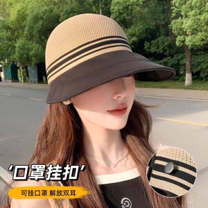 新款加长帽檐网顶鸭舌帽女春夏大头围时尚百搭遮阳户外旅游防晒帽