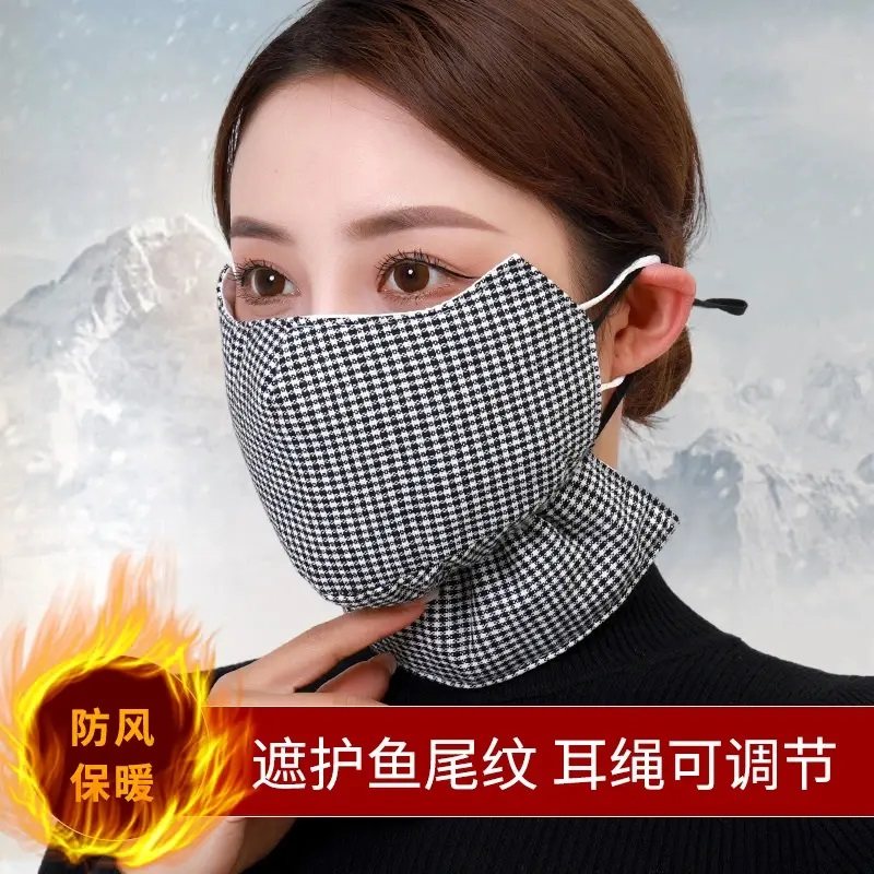 口罩防风面罩女款冬季加厚防寒保暖加棉透气长款护颈一体骑行护脸