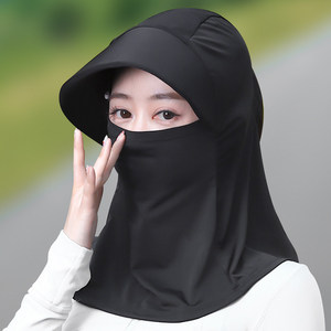 全脸遮阳帽子女夏季防晒帽防紫外线户外骑行护颈面纱罩一体太阳帽
